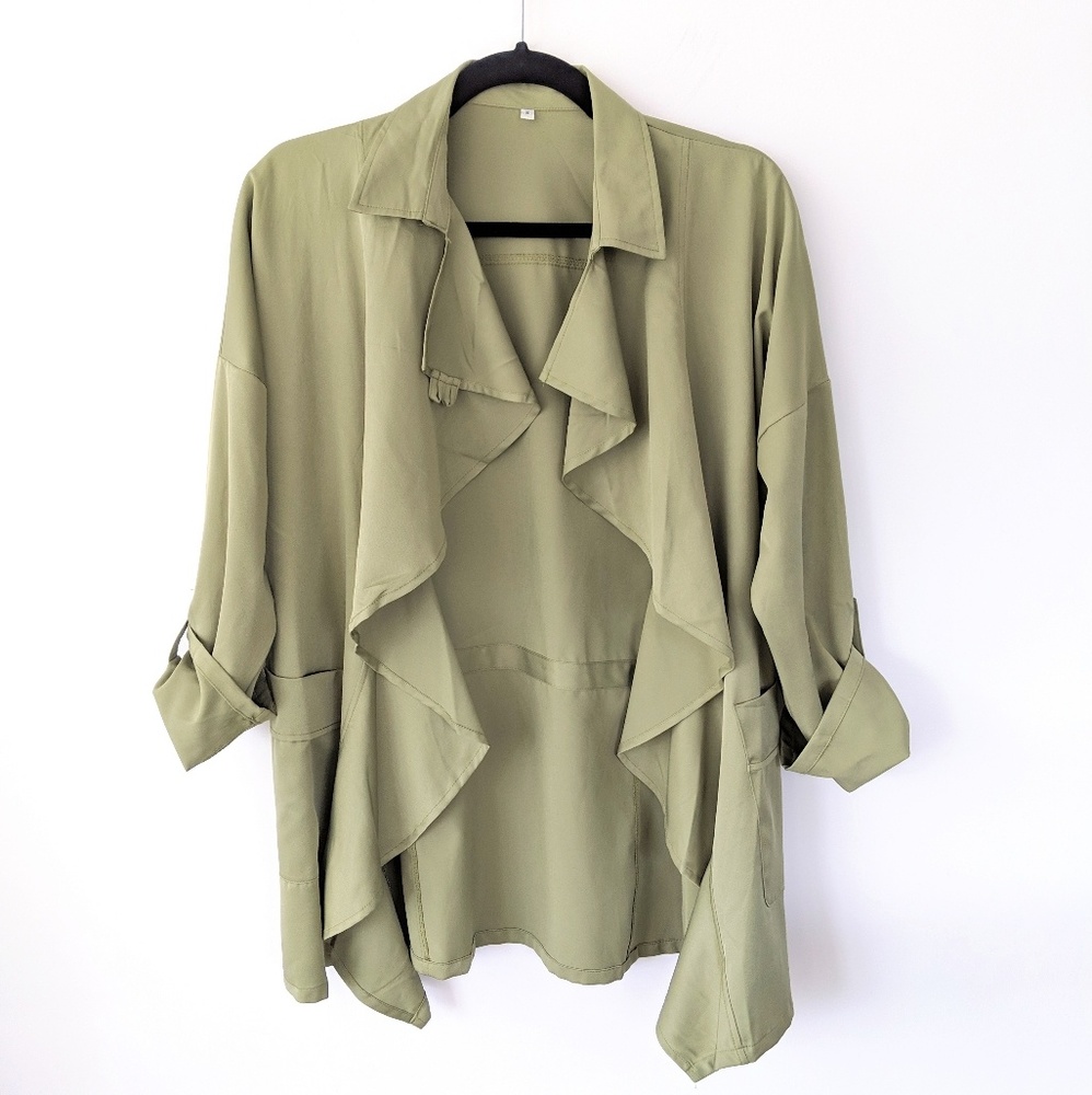 ⚡ 3/25 Olive Green, Light Trench Coat (size small)